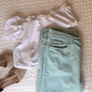 Light turquoise “skinny” jean